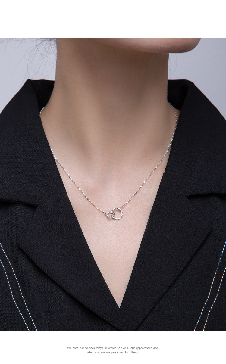 Collar círculo estilo sol con diamantes cadena clavícula mujer_voghion.com