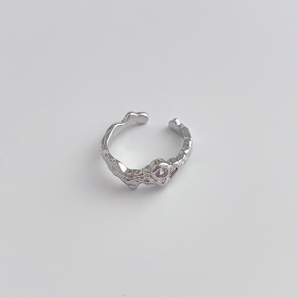 Simple Style Round Copper Inlay Artificial Gemstones Open Ring 1 Piece