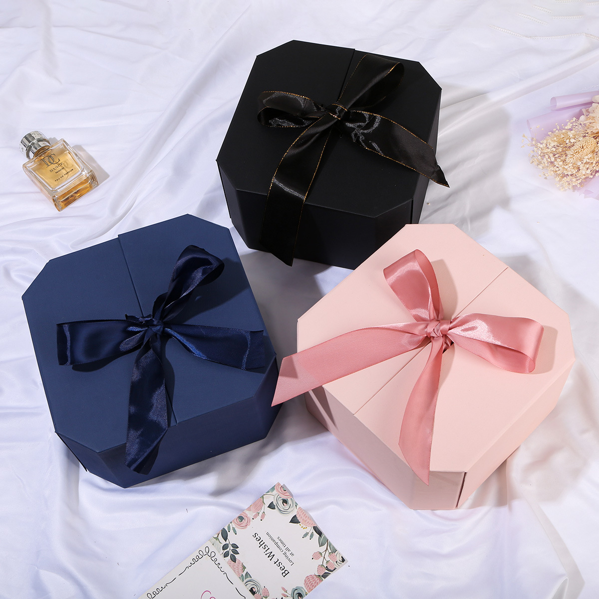 Valentine's Day Octagonal Gift Box Creative Special-Shaped Double-Opening Ribbon Gift Box Birthday Cosmetics Packaging Empty Box