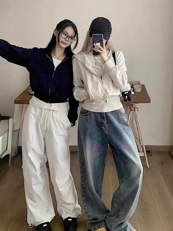 灰色修身连帽卫衣外套女2025春秋新款短款开春穿搭上衣收腰开衫|undefined