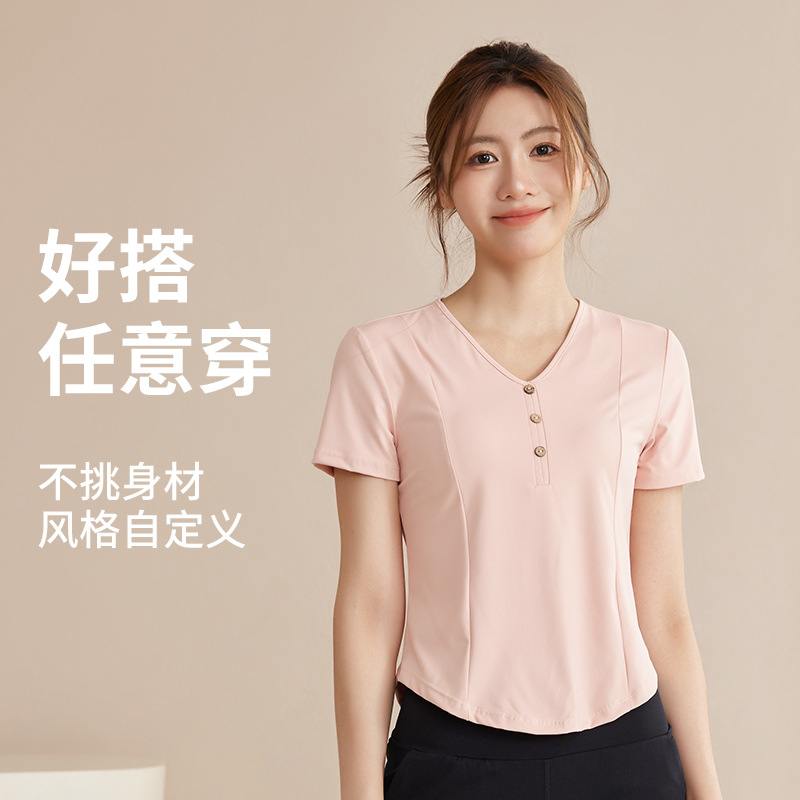 Yoga Fitness Sports Women's Tencel Women's Top New Short Sleeve Women's Yoga Sports Fat mmT Shirt