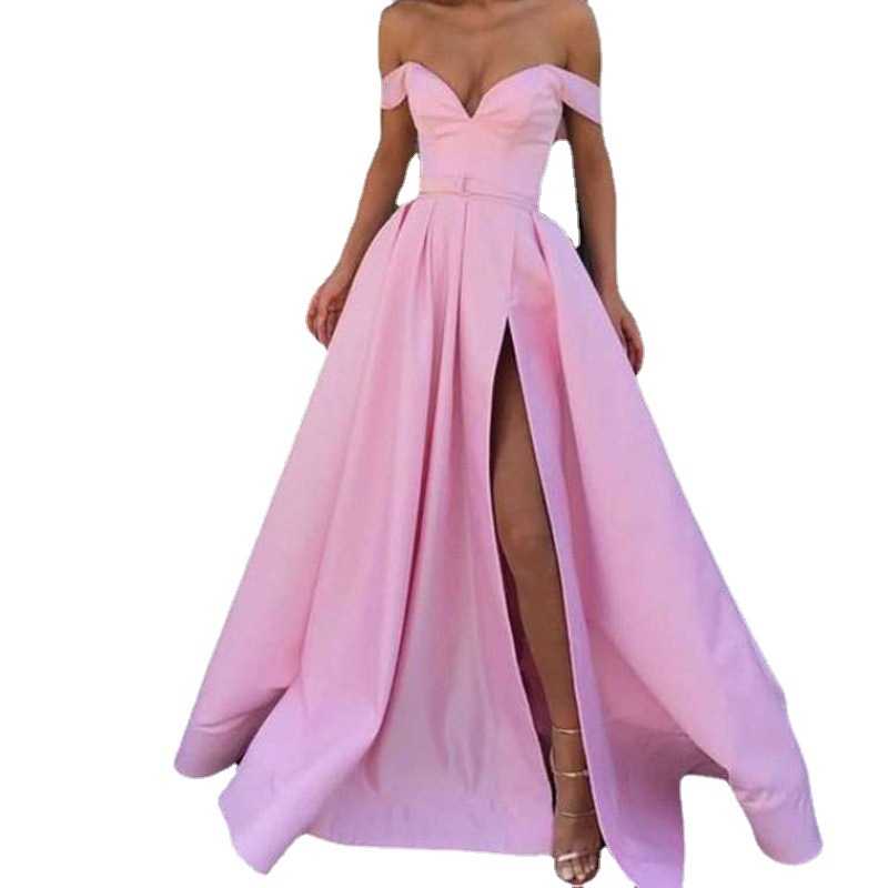 El comercio exterior de Europa y América Amazon AliExpress deseo vestido de noche de las mujeres sexy escote en V split satén simple se puede personalizar