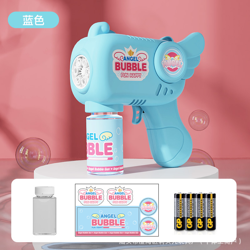 Máquina de burbujas ángel azul 1 botella de agua 4 baterías