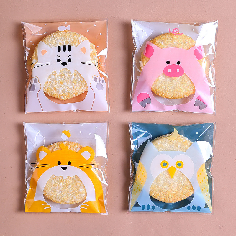 食品级烘焙包装曲奇袋饼干袋卡通自封袋手工皂糖果点心袋100/包其