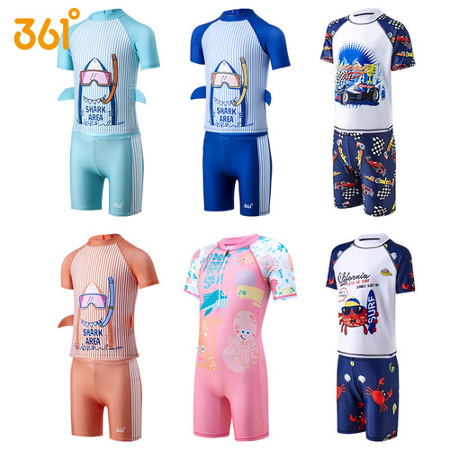 361 children's swimsuit boys and girls baby split swimsuit children's medium and large children's one-piece long and short-sleeved beach swimsuit