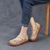 以一 Кожаные этнические ретро босоножки, воловья кожа, мягкая подошва, этнический стиль