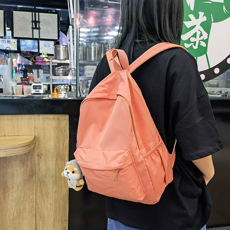 Capacious backpack, nylon sports school bag, Korean style, simple and elegant design, for students