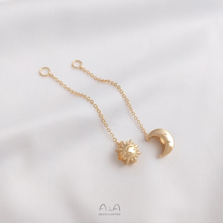 Color Preservation 14K Pack Gold Moon Sun Big Hole Bead Hanging Chain DIY Beaded Bracelet Beaded Fashion Jewelry Shagang Accessories