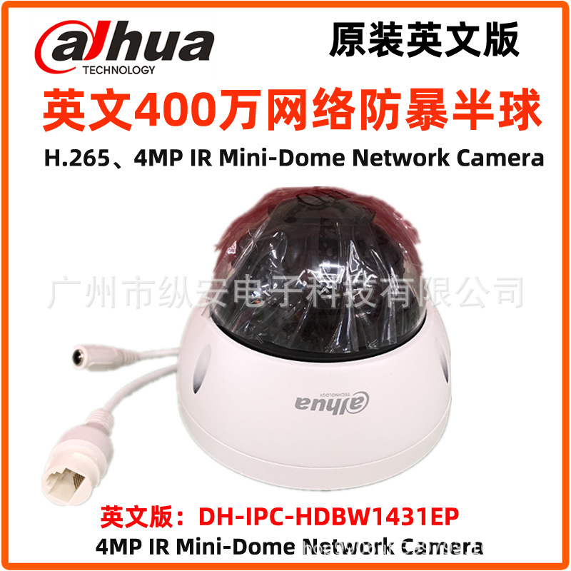 DH-IPC-HDBW1431EP 大华400万防暴POE 网络半球4MP 纯英文版