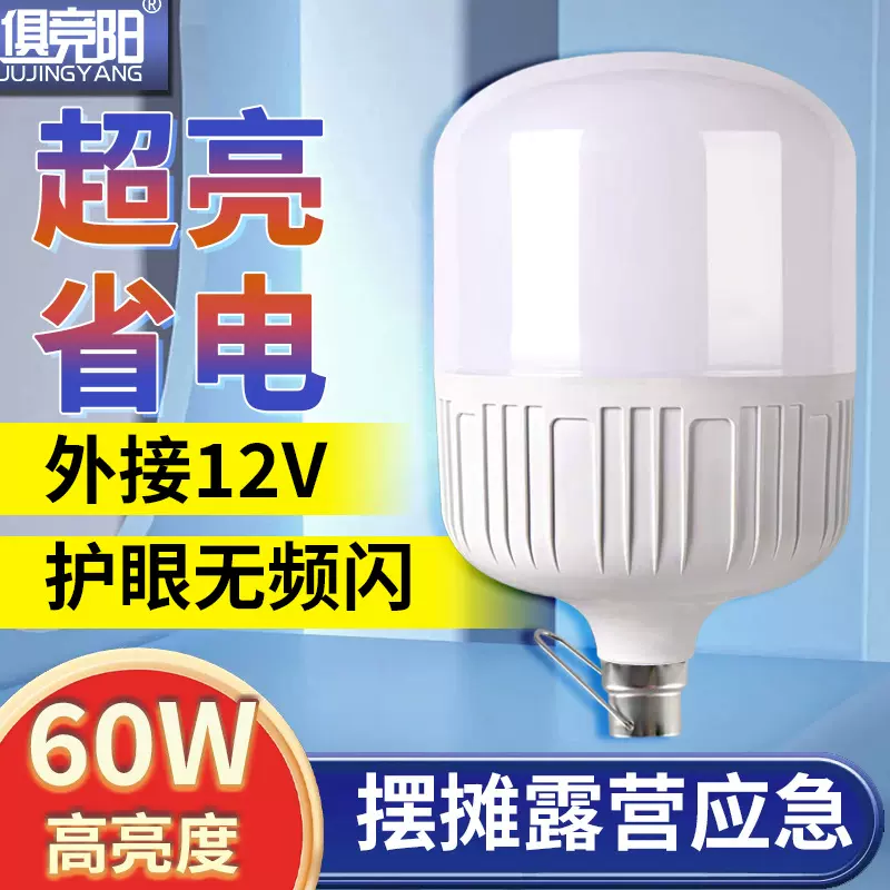 12V球泡灯60W户外超亮低压直流电瓶节能照明灯夜市摆摊露营照明灯