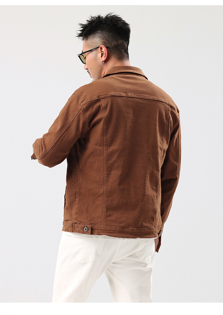 Men's Clothing 2024 new men's jacket autumn solid color simple cotton elastic slim denim jacket men's trend_voghion.com