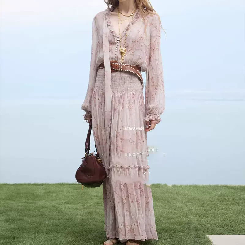做货中P.tre纸上诗人丝顺纡复古时尚连衣裙2026春季新款休闲百搭