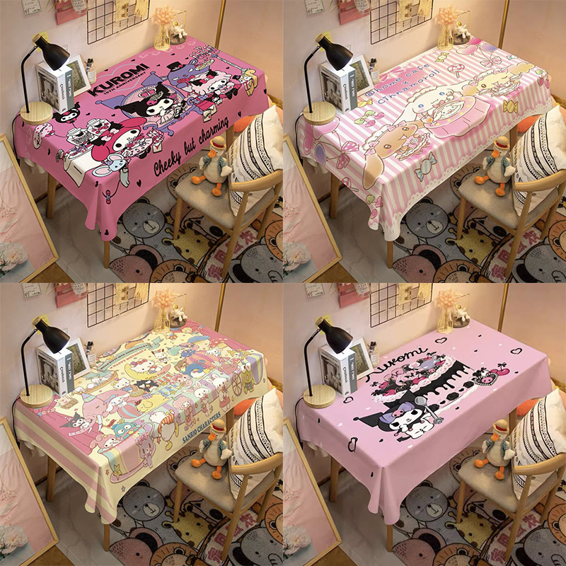 Internet Celebrity ins Style Cartoon Cute Sanrio Cinnamon Dog Girl Heart Dormitory Study Table Dustproof Dining Table Tablecloth