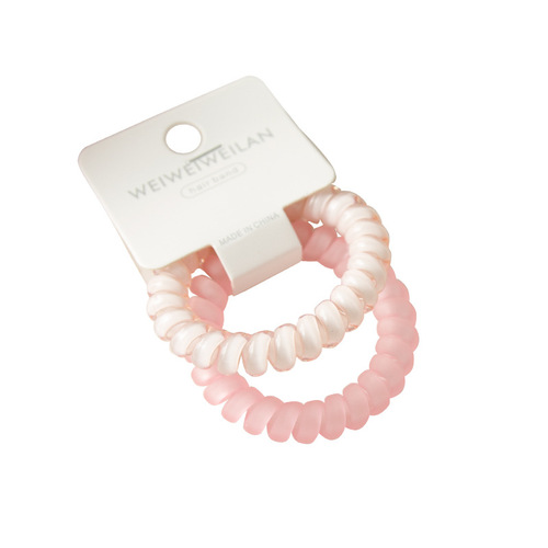 2 card-packed super sweet candy-colored transparent frosted phone cord hair ties, simple and traceless bracelets, elegant Korean hair accessories