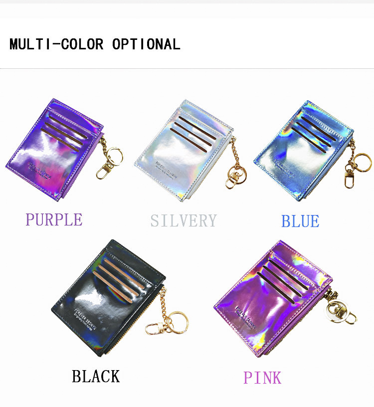 Korean Fashion Style New Laser Card Holder Double-sided Card Slot Zipper Coin Purse display picture 8