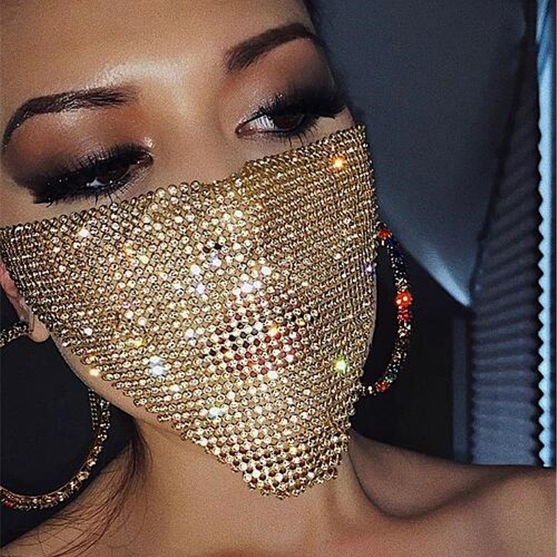 Cross-Border Beach Supplies Aliexpress European and American Amazon Women's Clothing Nightclub Metal Rhinestone Decorations Mask 1212