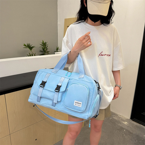 Portable travel bag with large capacity backpack, suitable for men's business trips, luggage storage, sports and fitness, dry and wet separation, women's version