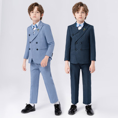 Children's suit dress spring and autumn Korean version solid color suit set boy child flower child piano host performance suit factory