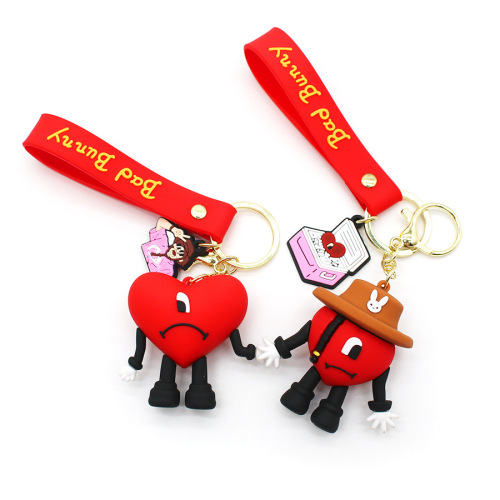 European and American bad bunny bad bunny keychain cute cartoon love pendant exquisite luggage diy accessories pendant
