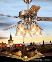 静音吊扇灯欧式仿古 时尚餐厅客厅风扇灯复古带灯电风扇灯吊扇