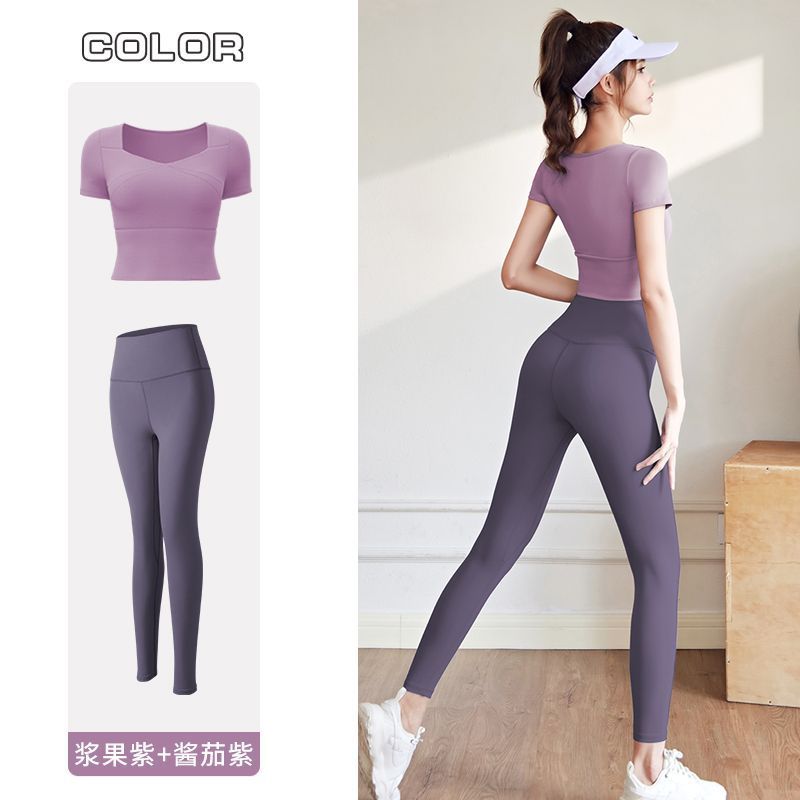 瑜伽服女套装套装女2025新款夏季专业跑步运动上衣普拉提训练健身|undefined