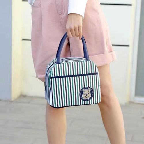 New canvas handbag lunch bag small fresh student lunch box bag mother and baby mommy bag work bag printed LOGO