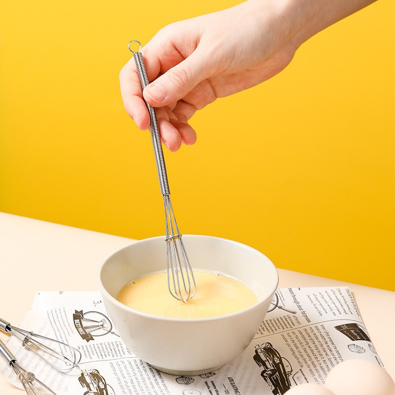 Mimu 4629. Mini egg beater small lightweight stainless steel cream whipping foamer stirring rod manual