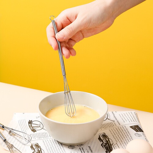 Mimu 4629. Mini egg beater small lightweight stainless steel cream whipping foamer stirring rod manual