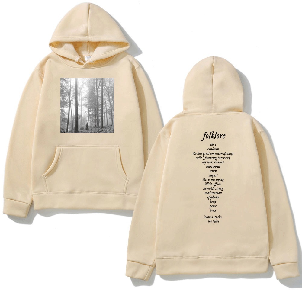 Taylor Pullover Music Album Folklore Print Hooded Sweatshirt
