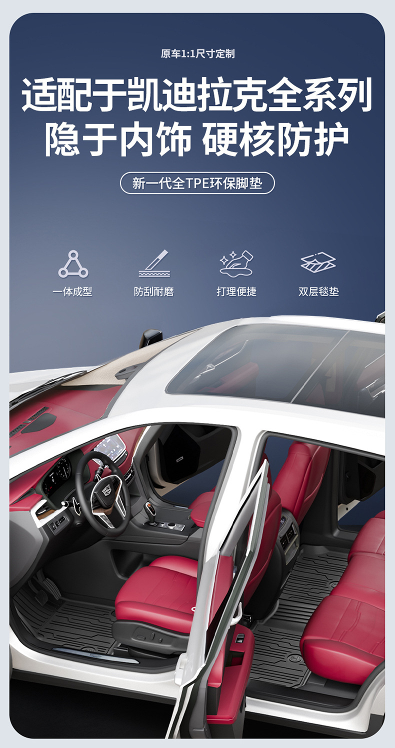 Suitable for Cadillac Ct5 Xt5, All-Weather Tpe Car Floor Mats, Car Accessories, Trunk Mat