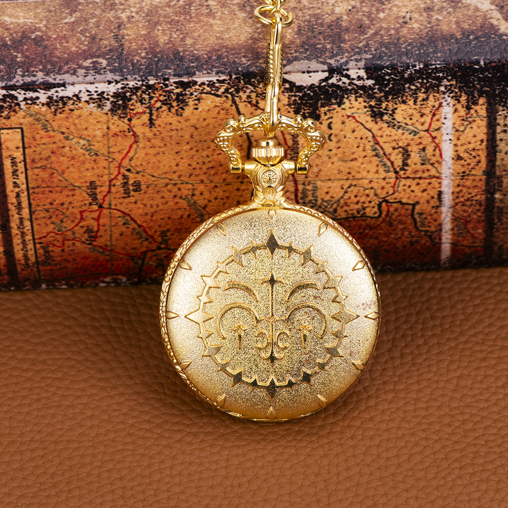 Cross-border Golden Queen French Rod thick chain quartz pocket watch manufacturers wholesale quartz watch quartz pocket watch