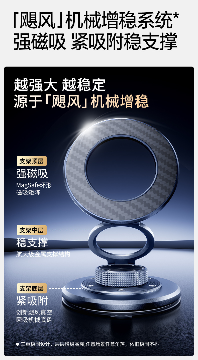 Cross-border MagSafe adhesive car magnetic mount 360 ° Rotating car dashboard magnetic phone holder