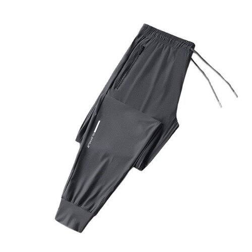 Summer Outdoor Sport Dry Ice Fiber Men's Long Pants Ultra-Thin Breathable Sweat Absorbent Casual Running Exercise Fitness Pants