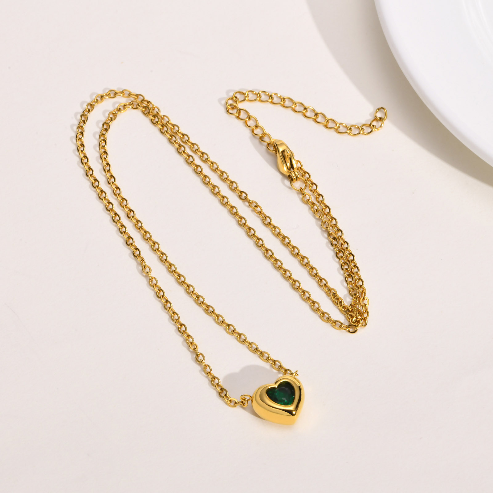 Heart Shape Pattern Wholesale Jewelry Simple Style Classic Style Heart Shape 201 Stainless Steel Zircon 18K Gold Plated Plating Inlay Pendant Necklace