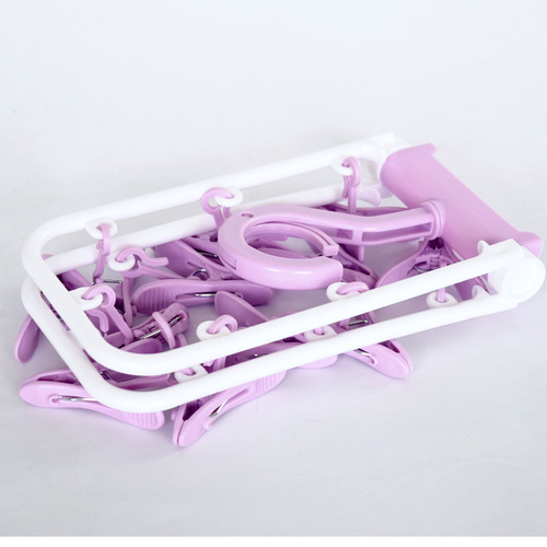 Multi-clip clothes drying rack multi-functional folding 12-clip clothes drying pins underwear hangers sock clips drying socks clothes rack wholesale