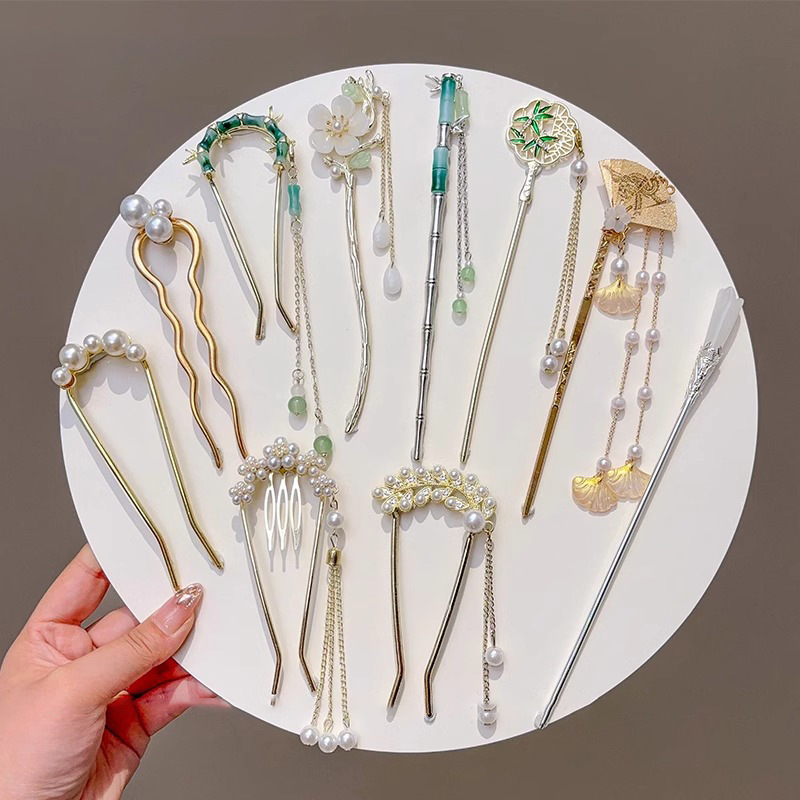 Nueva perla china en forma de U pinzas de cabello para mujeres 2025 nueva cabeza de bola artefacto de cabello de cabello de peinado pinzas de cabello de cabello