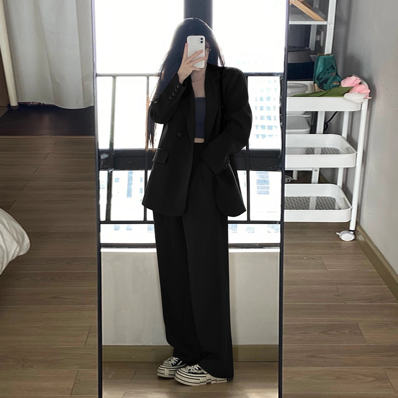 灰色小西装外套女2025早春秋新款高级感两件套小个子休闲西服套装|undefined