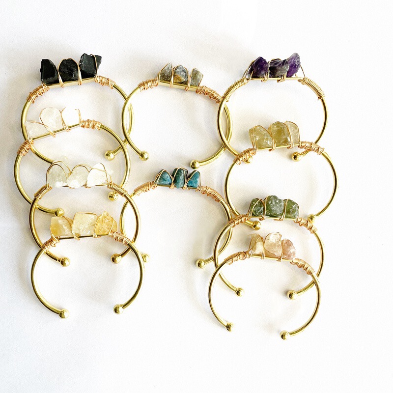 Natural Stone Bangle Crystal Bracelet Natural Stone Irregular Strawberry Amethyst Bracelet