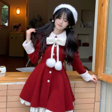 新年战袍小香风红色连衣裙女春季高级感气质公主裙小个子收腰短裙