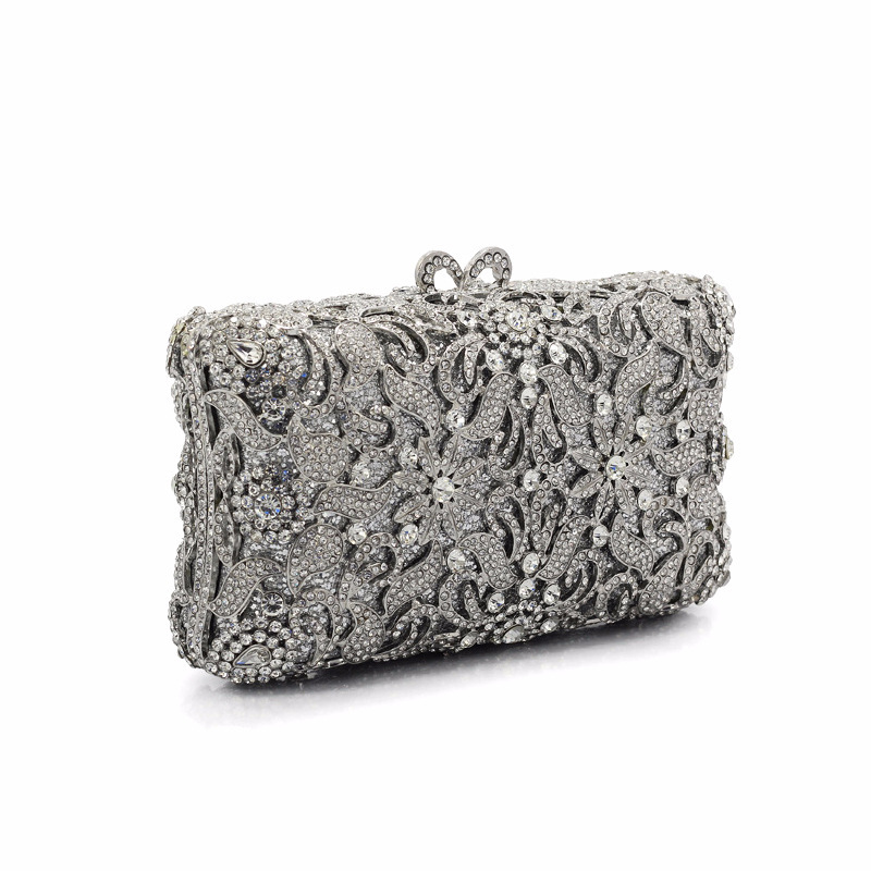BL082 bolsas de diamante de metal hueco bolsas de banquete de cristal bolsas de diamantes bolsas de mano bolsas de diamantes de plata