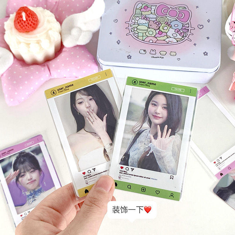 オリジナルインスタイルかわいいポラロイドミニボーダーステッカーアイドル追跡 3inch 小さなカード装飾ステッカーガールハート|undefined
