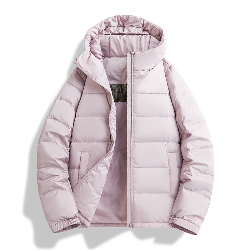 Легкая пуховая куртка из белого утиного пуха (90% пуха), парный стиль, осенне-зимняя коллекция, униформа для мужчин и женщин, для командной работы, с нанесенным логотипом.