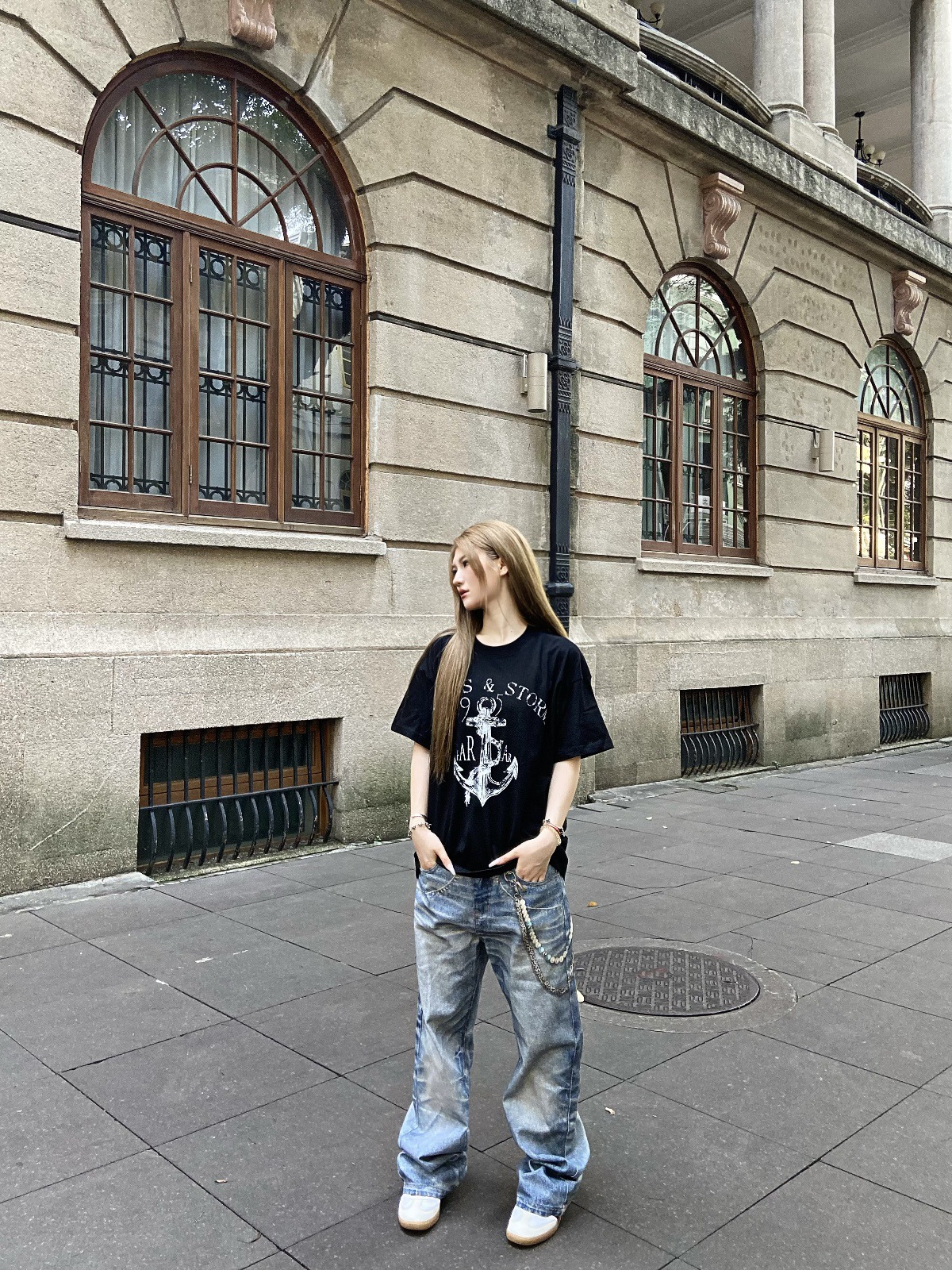 Vintage American Style 3D Printed Striped Cat Whisker Loose Straight Leg Jeans For Men And Women​​_viptrois.com