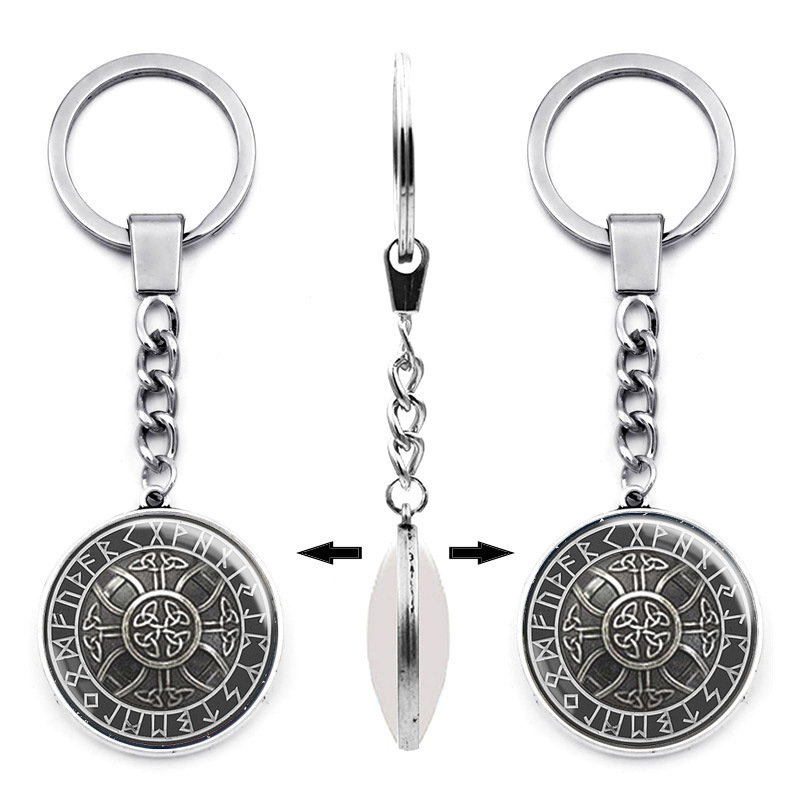 Viking Rune Amulet Keychain Pendant Nordic Viking Compass Pendant Celtic Tree Key Chain Wholesale
