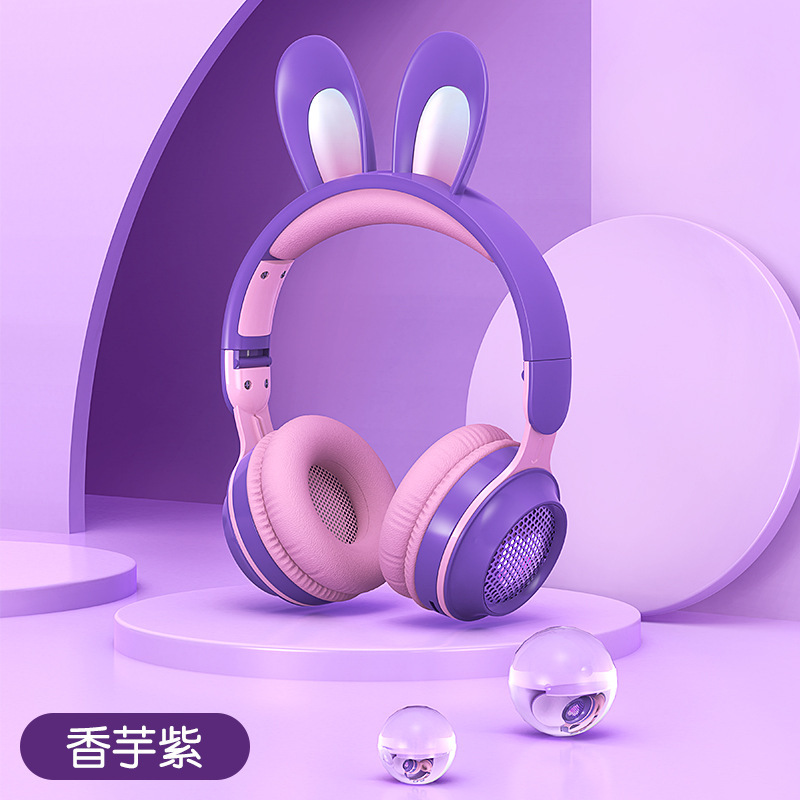 クロスボーダーうさ耳ヘッドマウントワイヤレス発光Bluetoothヘッドセットかわいい女の子ヘッドセットKE11はTFカードを挿入してユニバーサルにすることができます|undefined