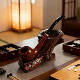 创意树桩造型烟斗架 树脂仿木烟斗展示座 单支烟斗展示支架厂家