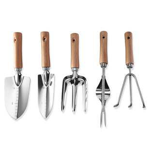 Household gardening tools agricultural small shovel garden flower rake stainless steel planting three-tooth rake weeder set