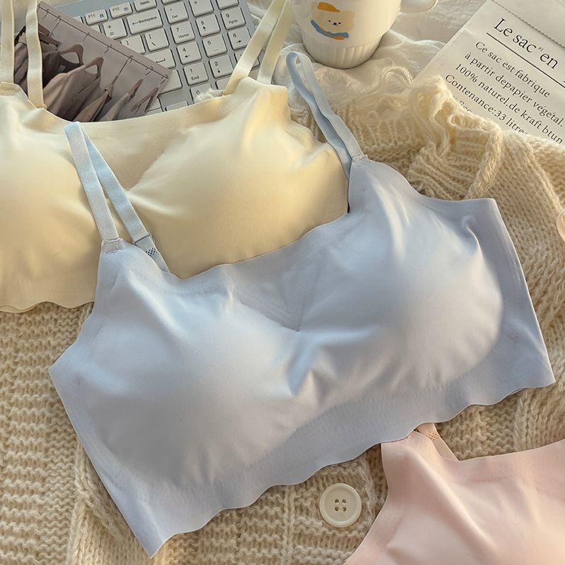 원활한 아이스 실크 속옷 여자 여름 스포츠 모임 소녀 브라 학생의 통기성 작은 카미솔 조끼