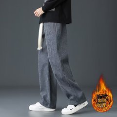 衫少服饰冬季新款男裤休闲裤宽松直筒灯芯绒加绒保暖阔腿运动长裤