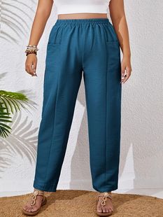 2025 Amazon Cross-Border European and American Large Size Solid Color Women's Pants